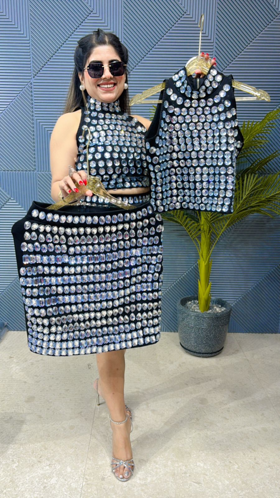 Partywear Skirt Top With Stone Work GGR1083