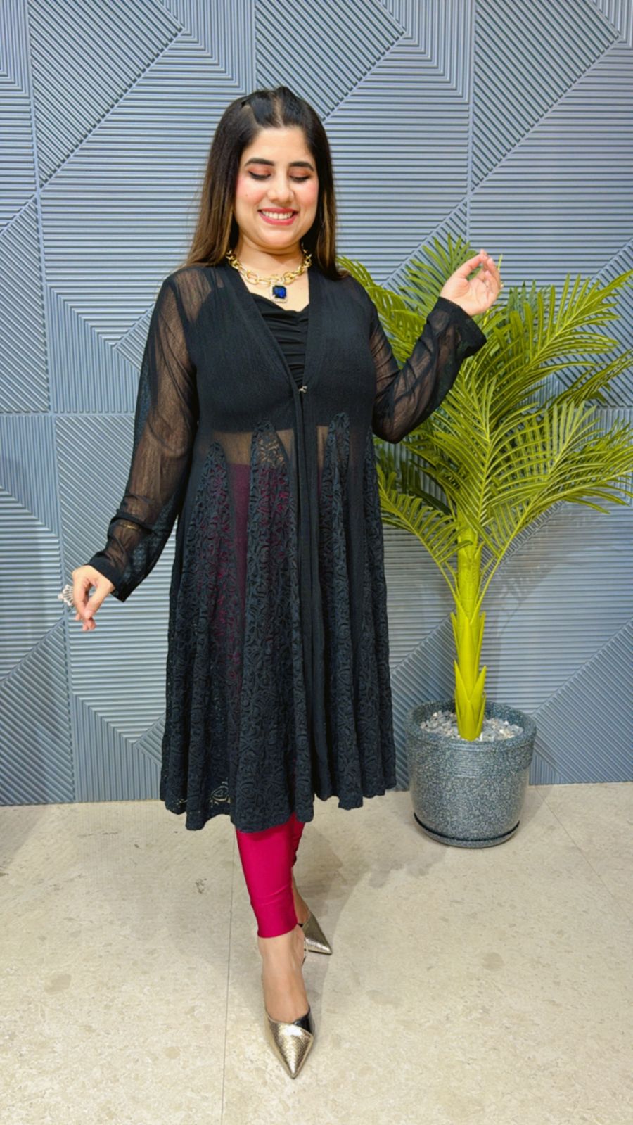 Power Net Shrug With Beautiful Work GGR1231