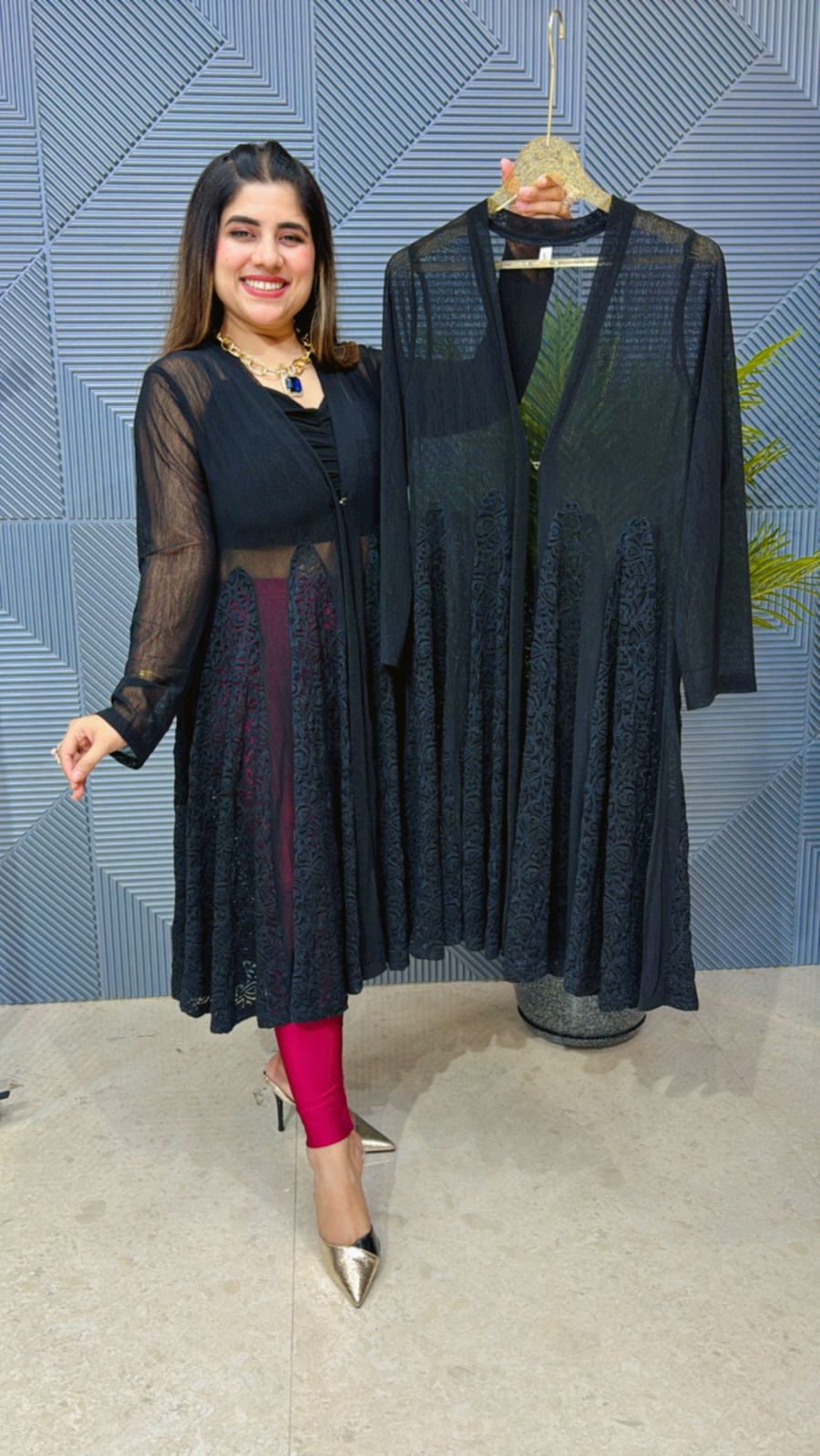 Power Net Shrug With Beautiful Work GGR1231