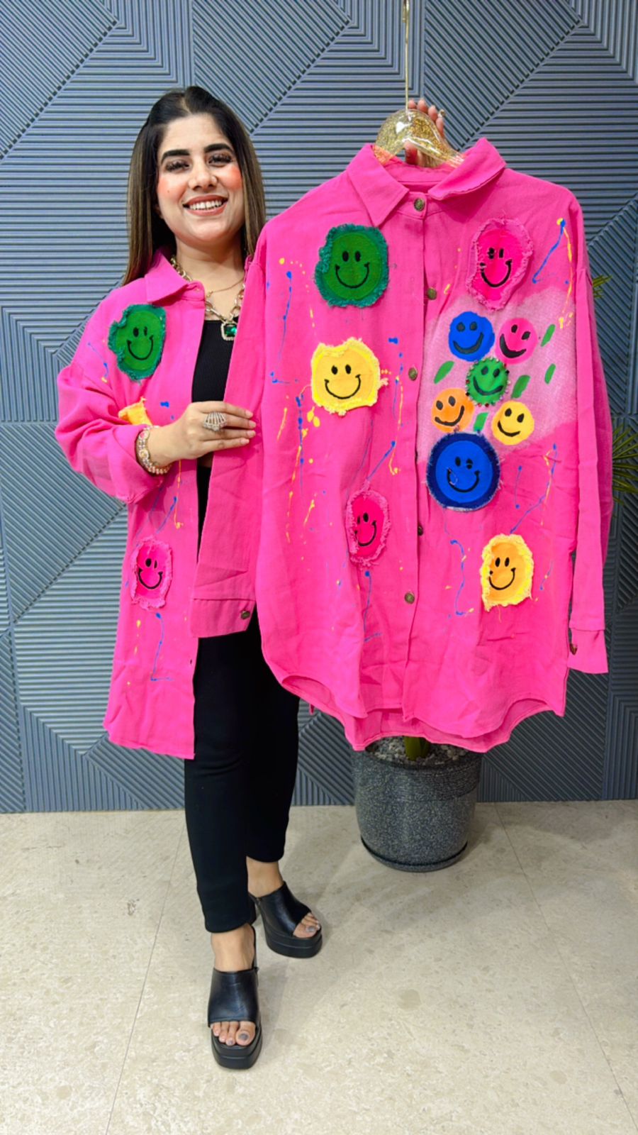 Premium Denim Shirt With Embroidery Work GGR1041