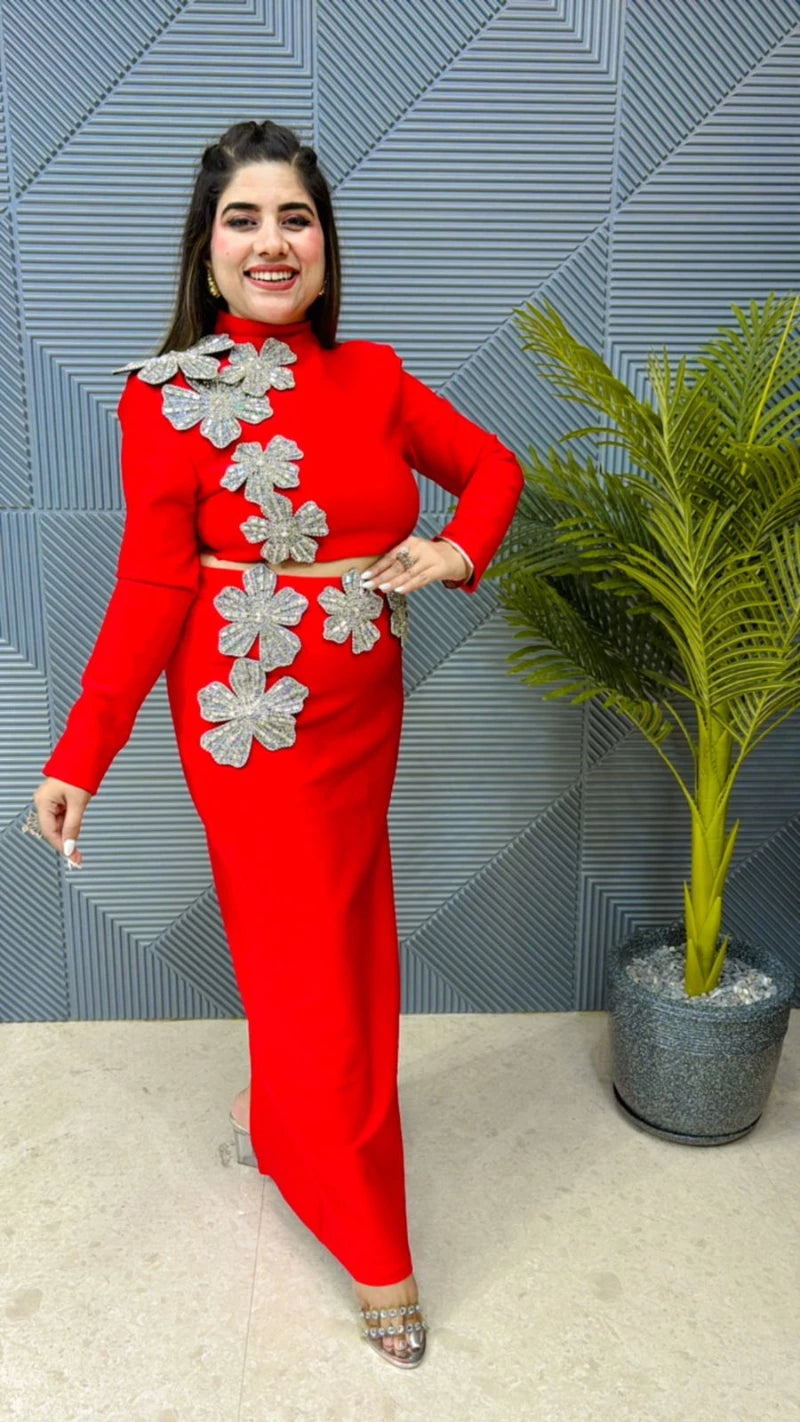 Premium Partywear Dress Stretchable Fabric GGR829