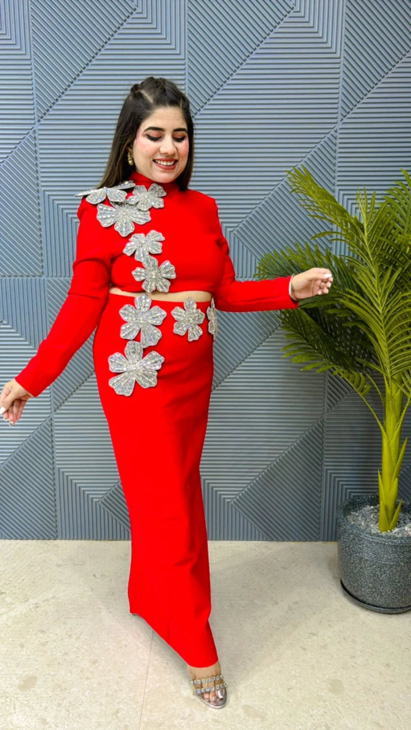 Premium Partywear Dress Stretchable Fabric GGR829