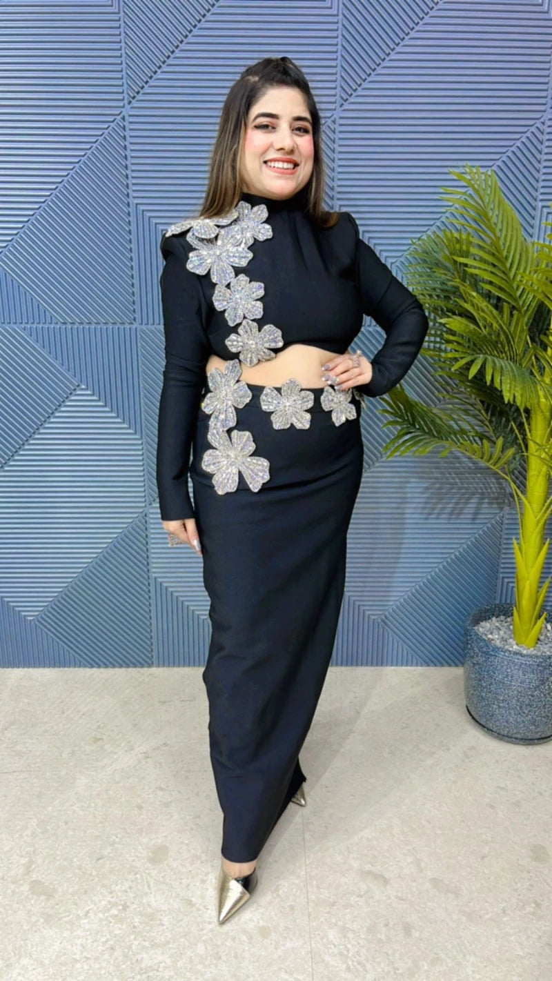 Premium Quality Dress With Flower Studded Work GGR730