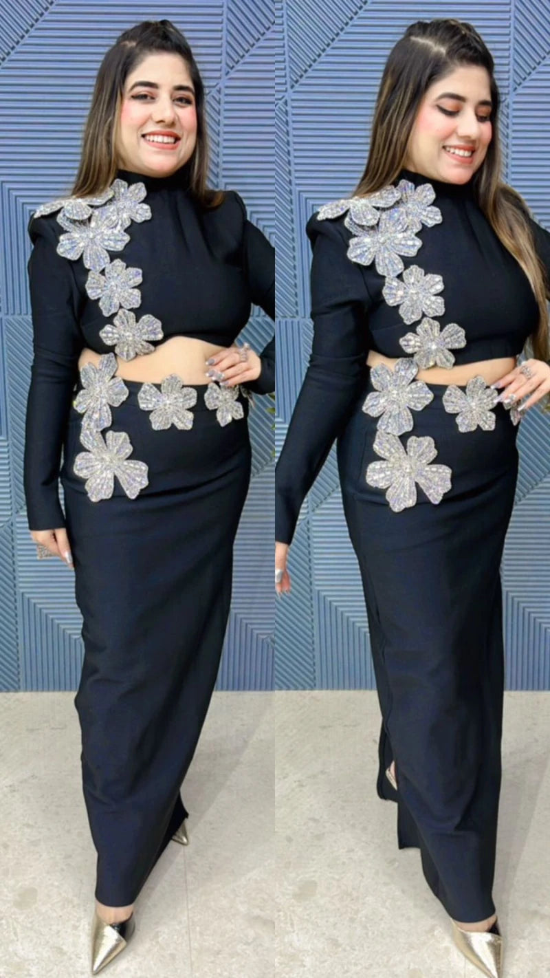 Premium Quality Dress With Flower Studded Work GGR730