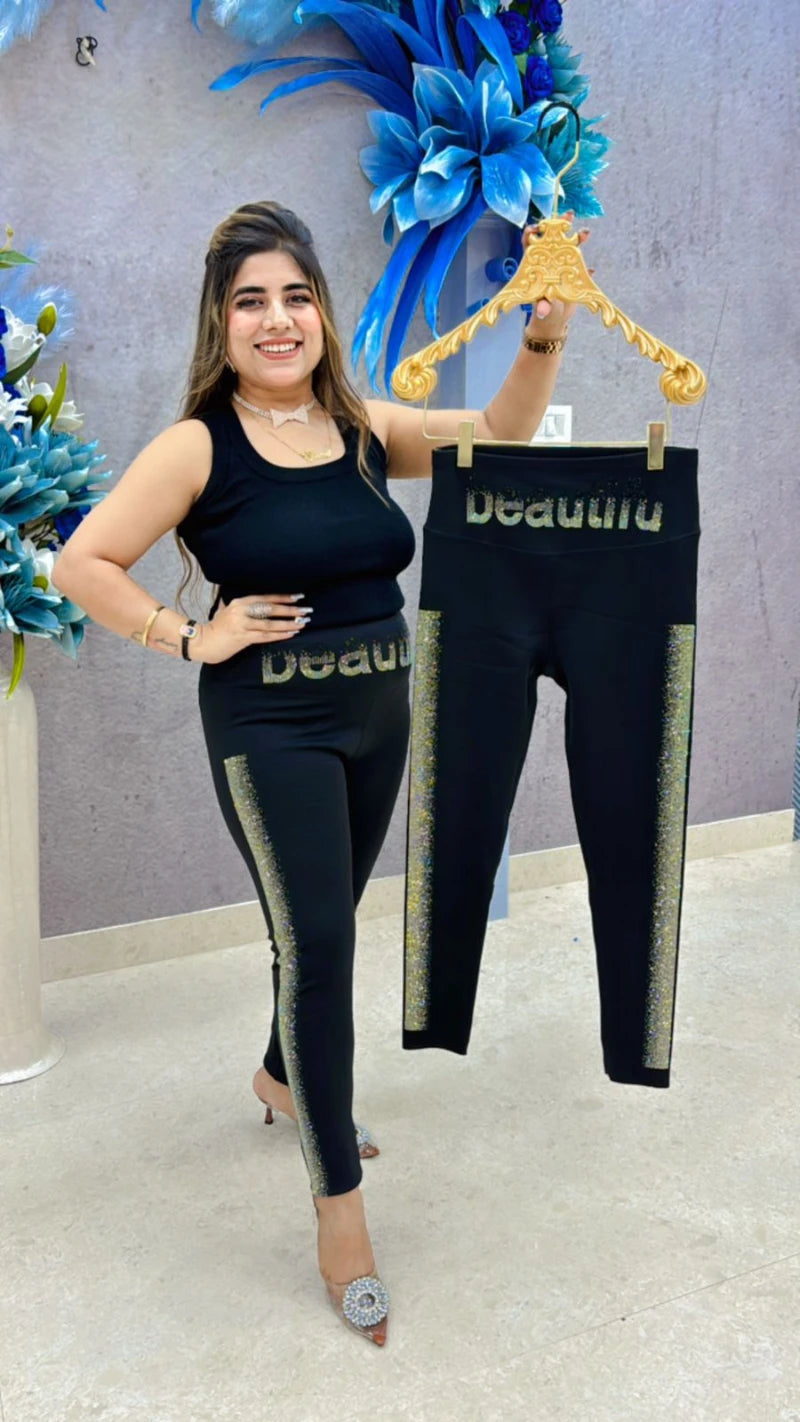 Premium Quality Fleece Bottom with Beautiful Swarovski Work GGR678
