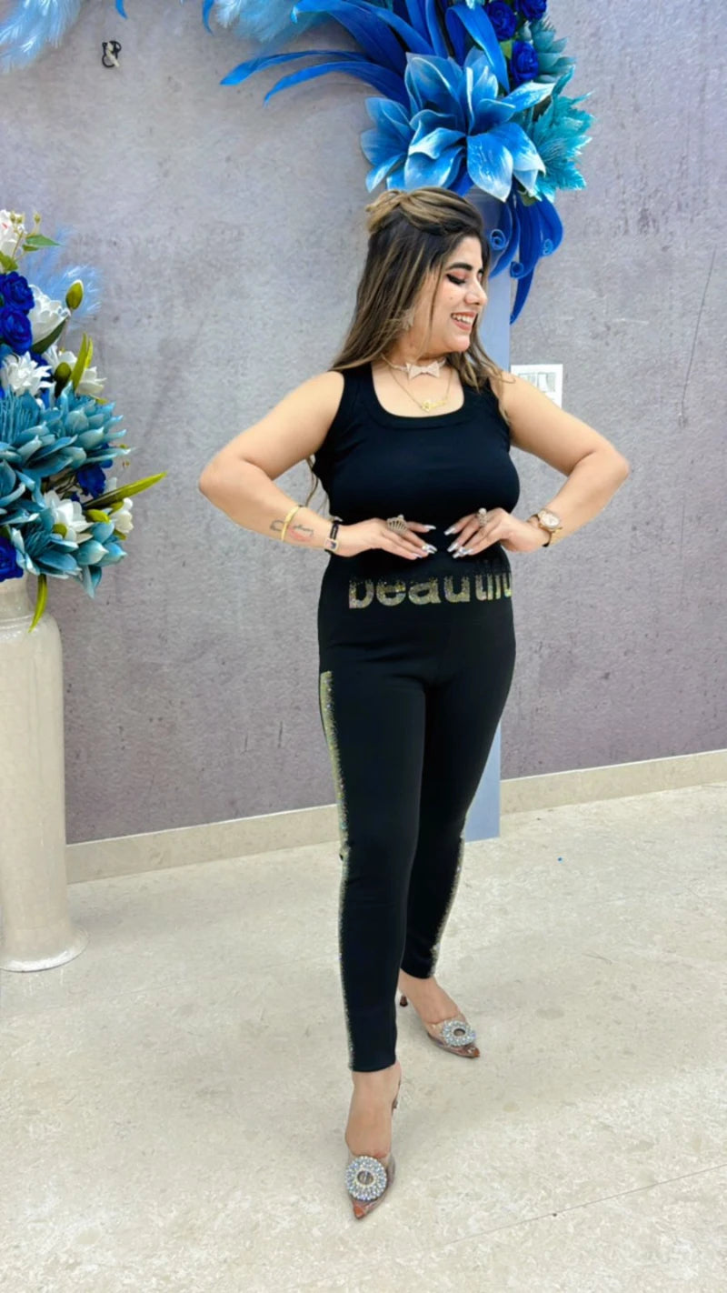 Premium Quality Fleece Bottom with Beautiful Swarovski Work GGR678