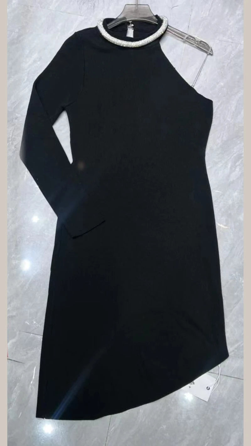 Premium Quality Knitted One Shoulder Dress GGR602