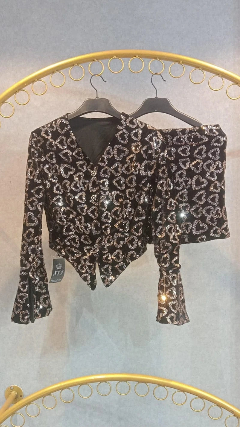 Premium Quality Velvet Sequin Cord Set GGR716