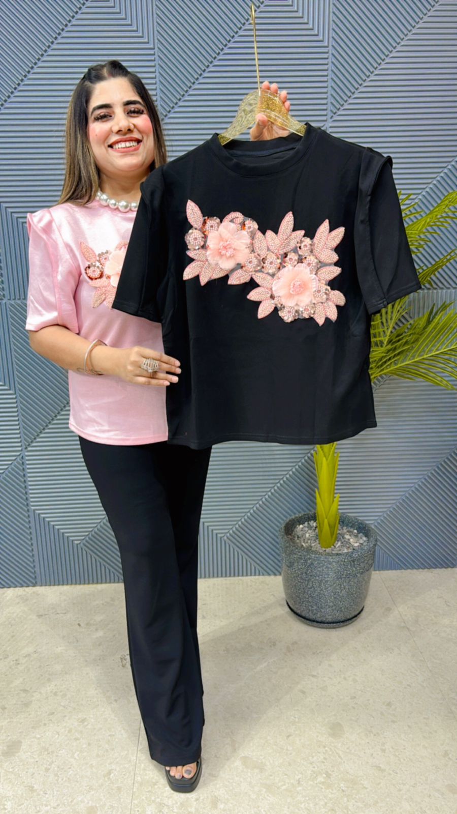 Premium Summer Top With Beautiful Flower Work GGR1002