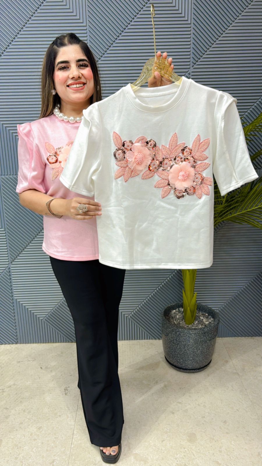 Premium Summer Top With Beautiful Flower Work GGR1002