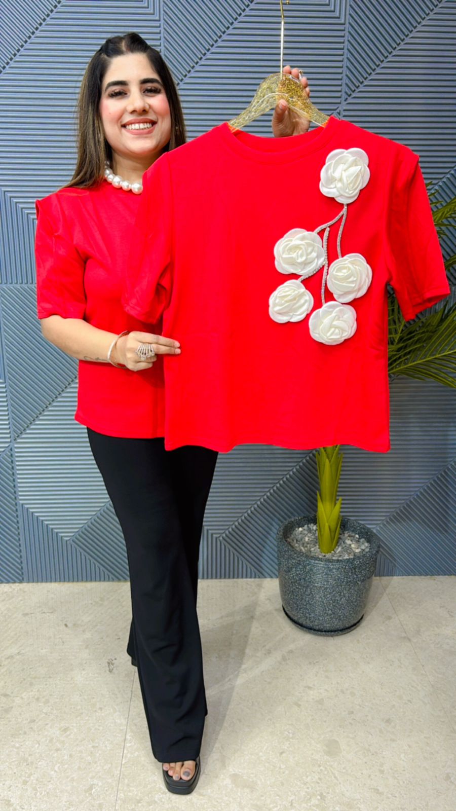 Premium Summer Top With Flower Work GGR1003
