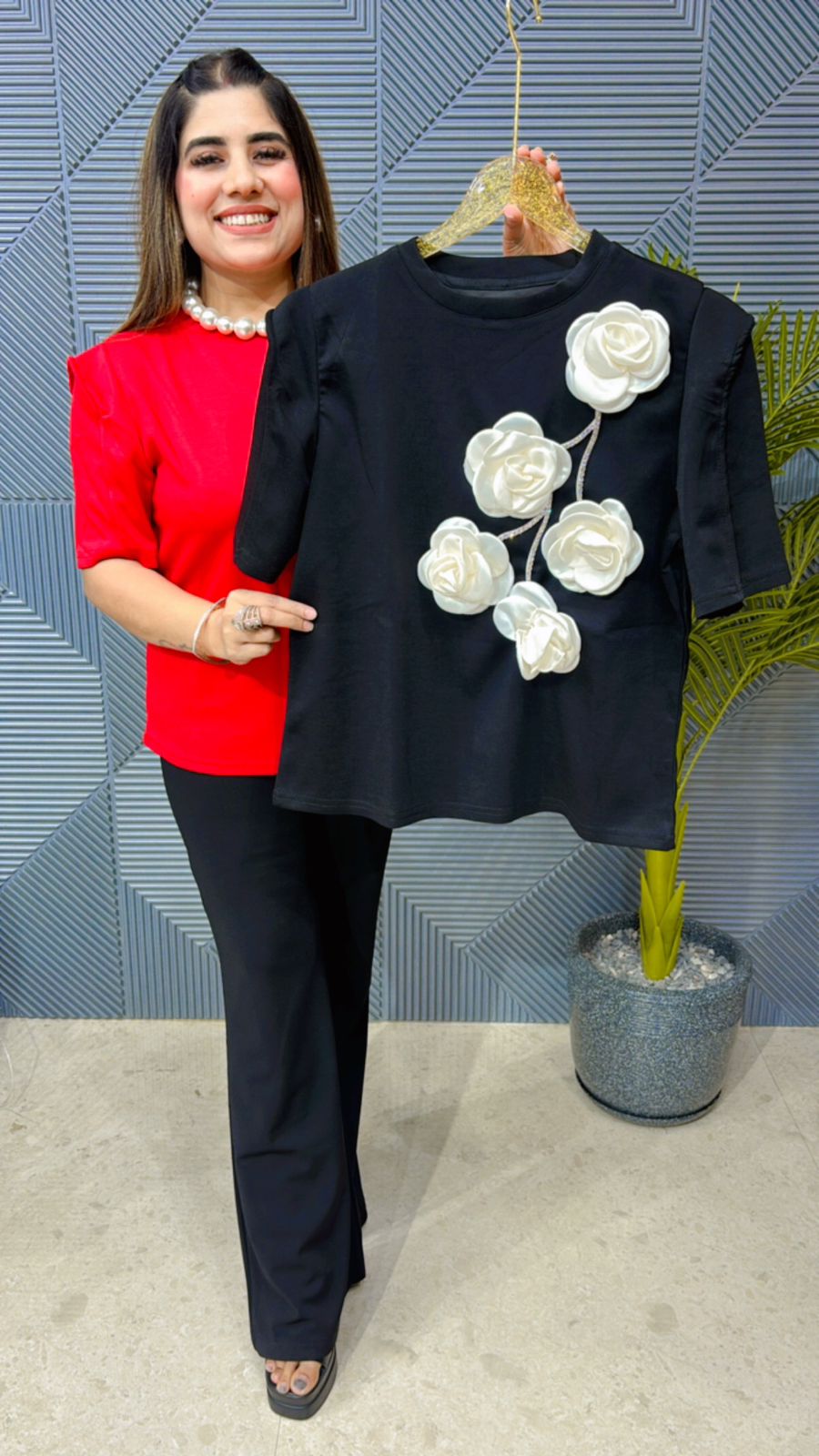 Premium Summer Top With Flower Work GGR1003