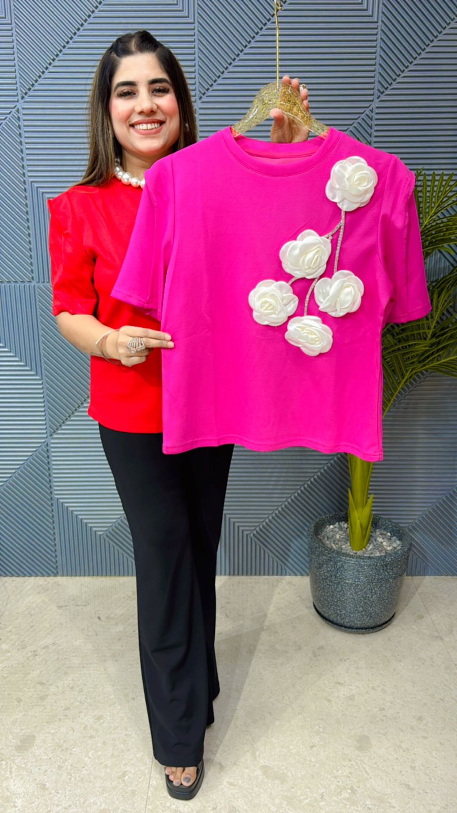 Premium Summer Top With Flower Work GGR1003