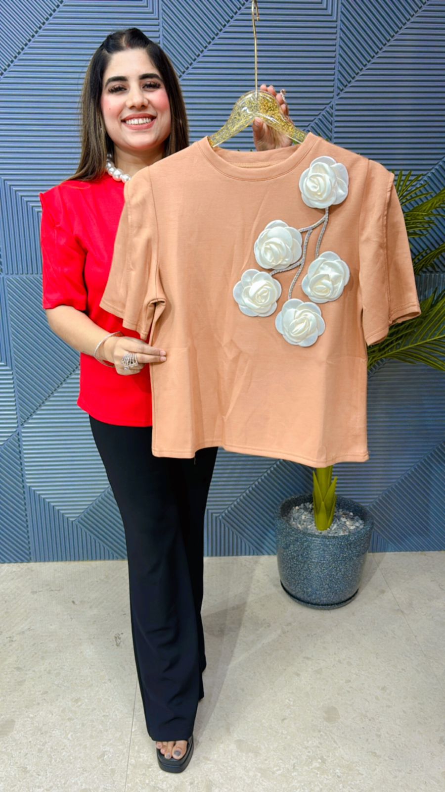 Premium Summer Top With Flower Work GGR1003