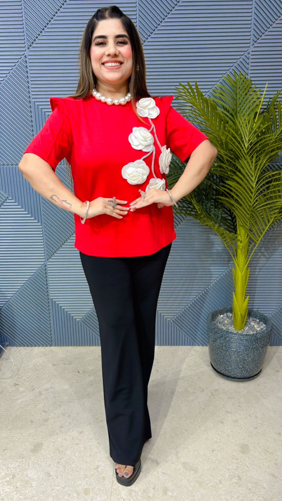 Premium Summer Top With Flower Work GGR1003