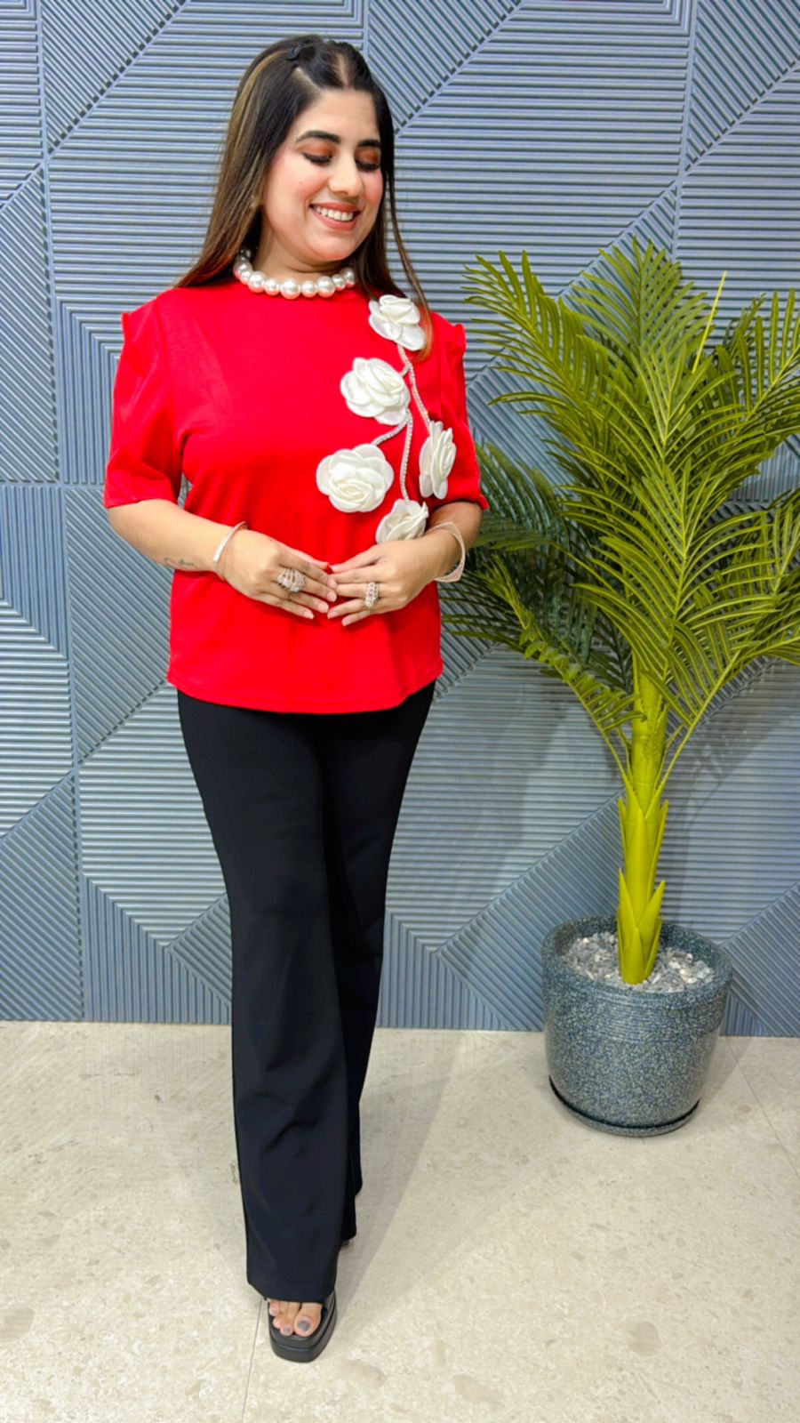 Premium Summer Top With Flower Work GGR1003