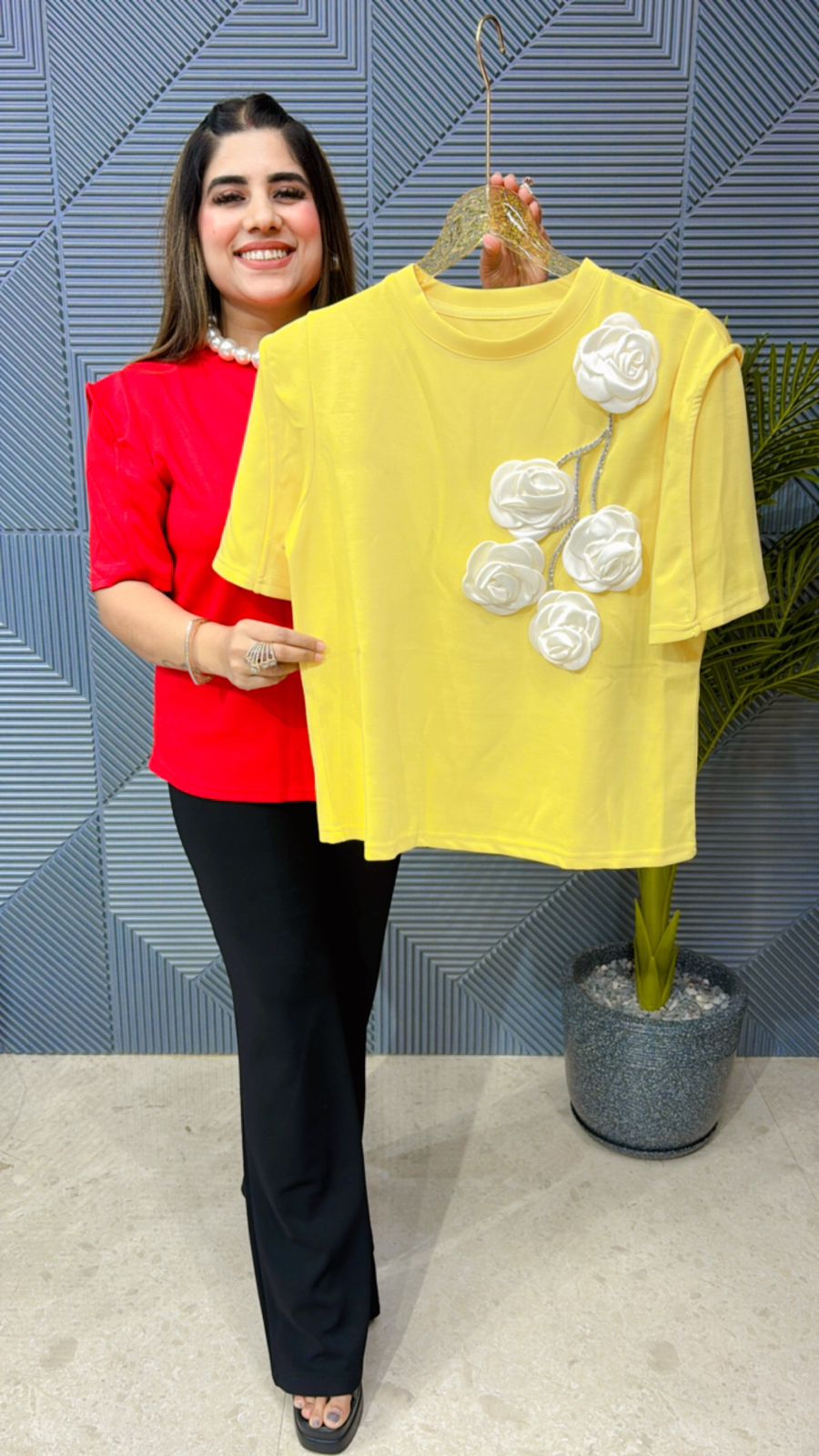 Premium Summer Top With Flower Work GGR1003