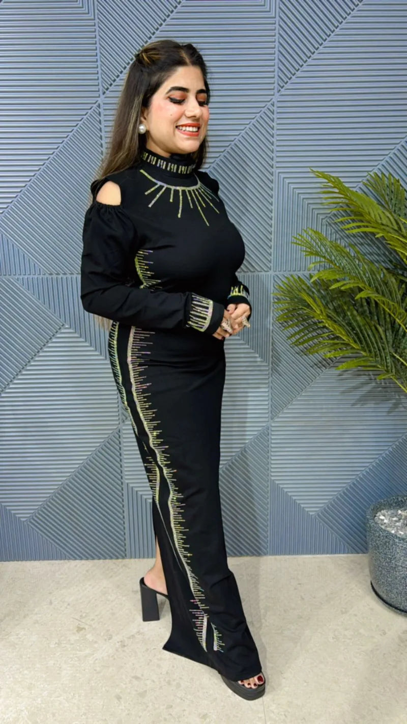 Premium Swarovski Dress: Imported Lycra Stretch Fabric with Luxurious Quality GGR626