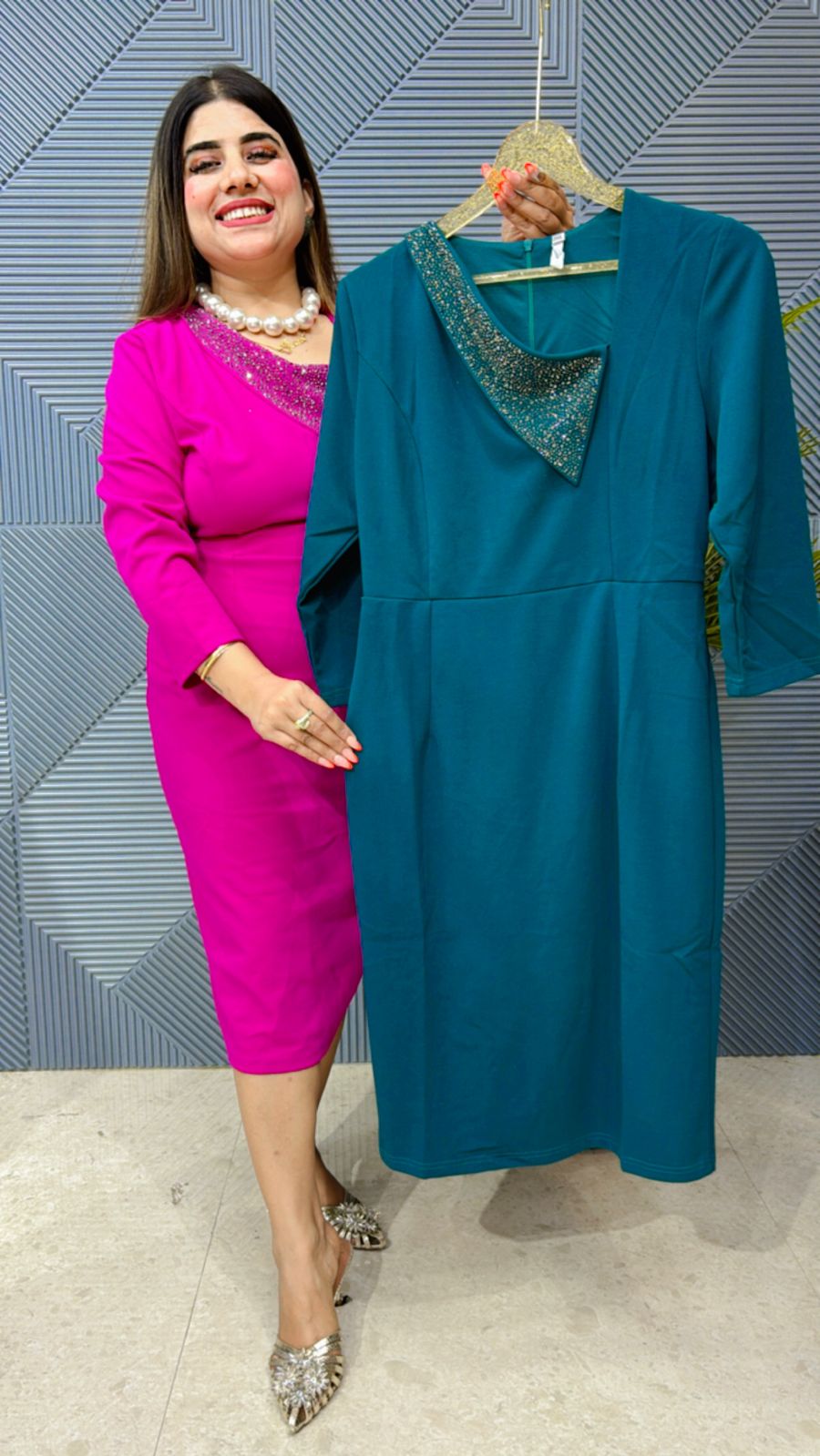 Pretty One Piece Dress With Beautiful Neck GGR1139