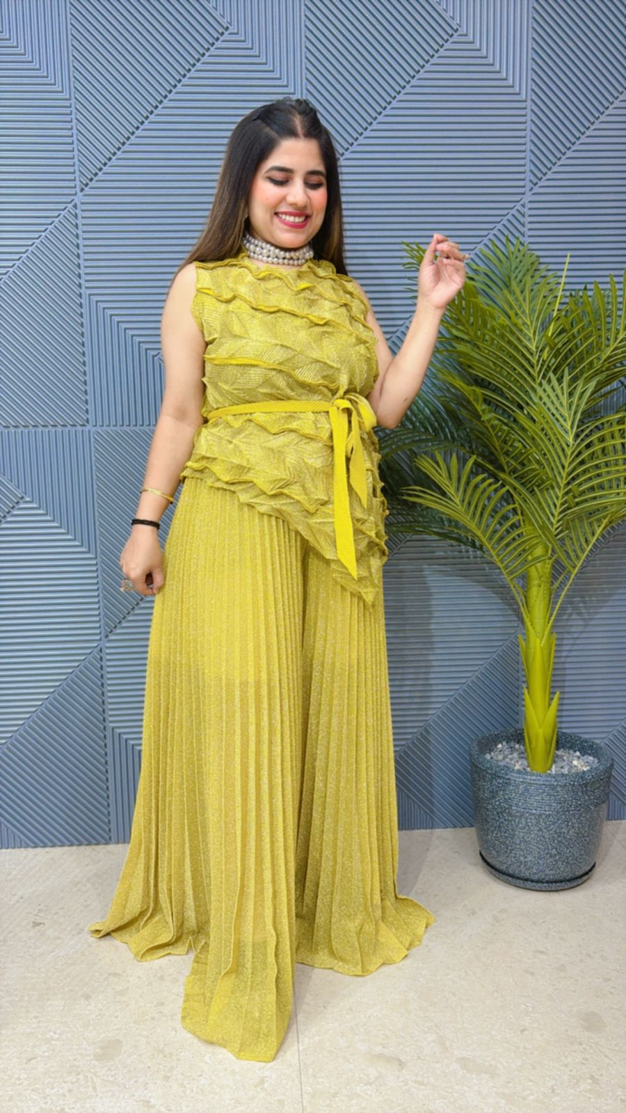 BEAUTIFUL SUMMER PLEATED CORD SETGGR1363