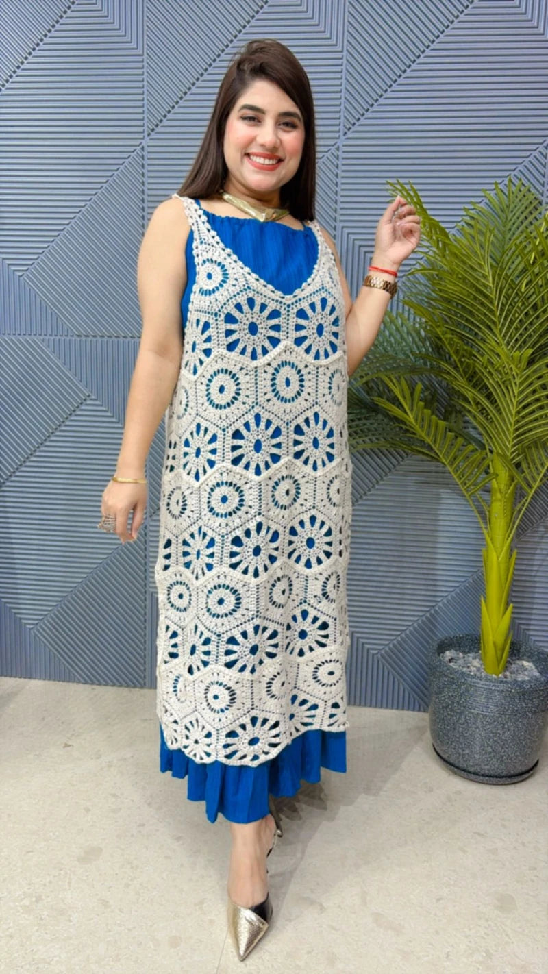 PREMIUM CROSIA TWO PIECE DRESS WITH BELT GGR1844