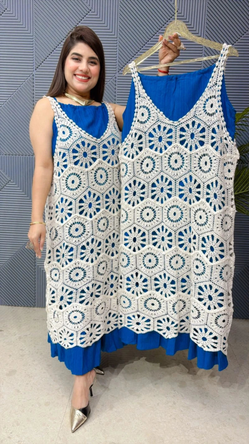 PREMIUM CROSIA TWO PIECE DRESS WITH BELT GGR1844