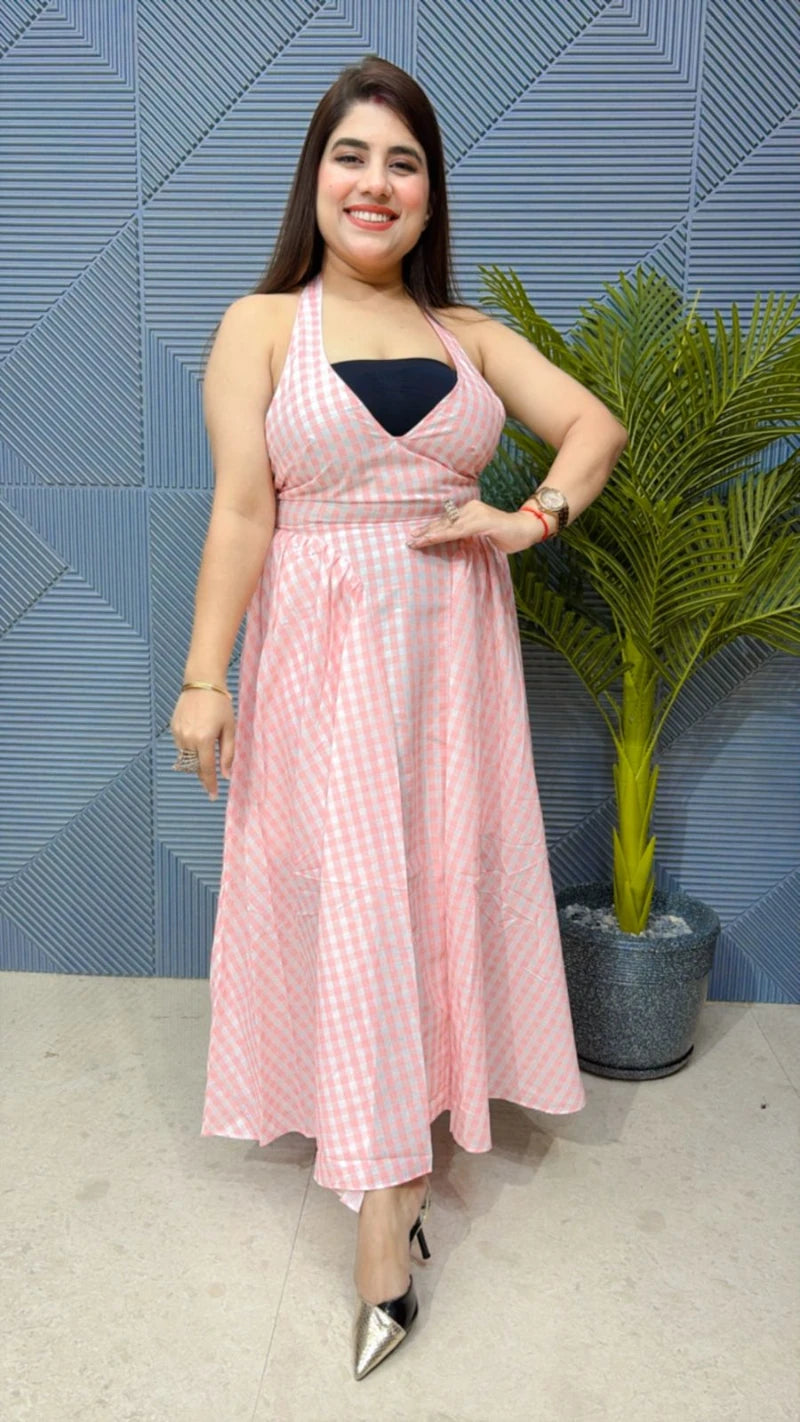 PREMIUM HALTER NECK COTTEN FEBRIC DRESS GGR1848