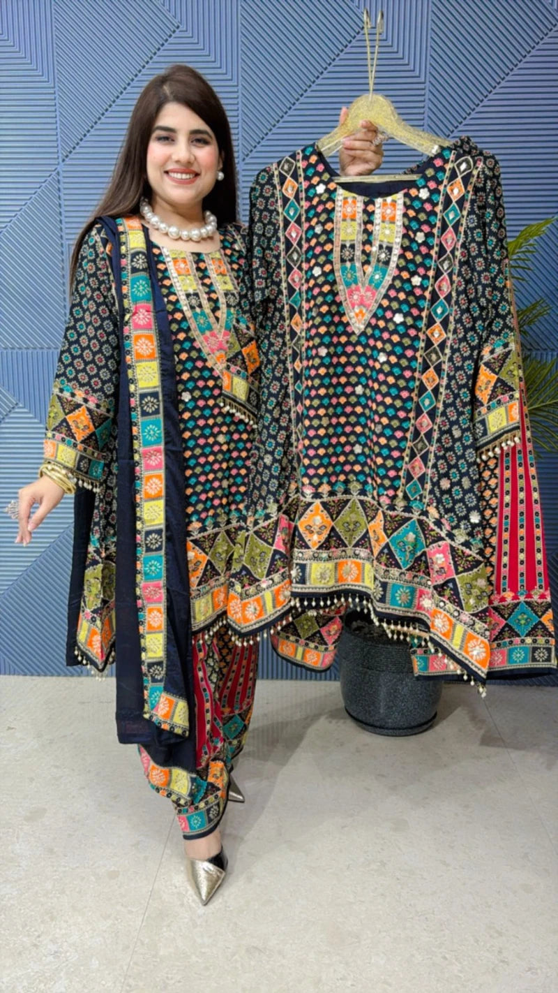 C-CUT COTTEN SUIT WITH GOTA PATTI WORK AND LINING GGR1863