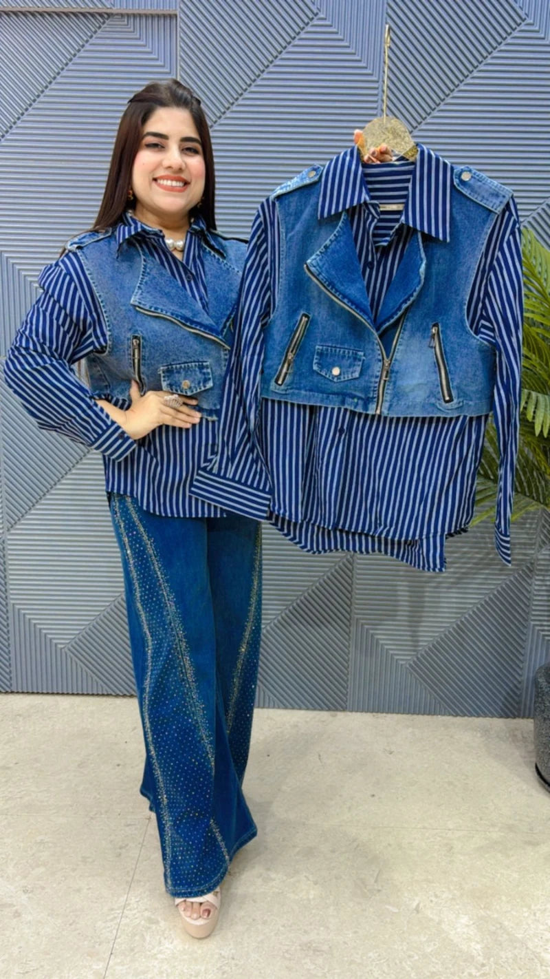 PREMIUM COTTEN SHIRT WITH DENIM BASKET GGR3066