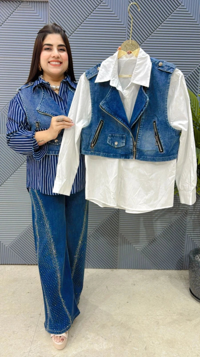 PREMIUM COTTEN SHIRT WITH DENIM BASKET GGR3066