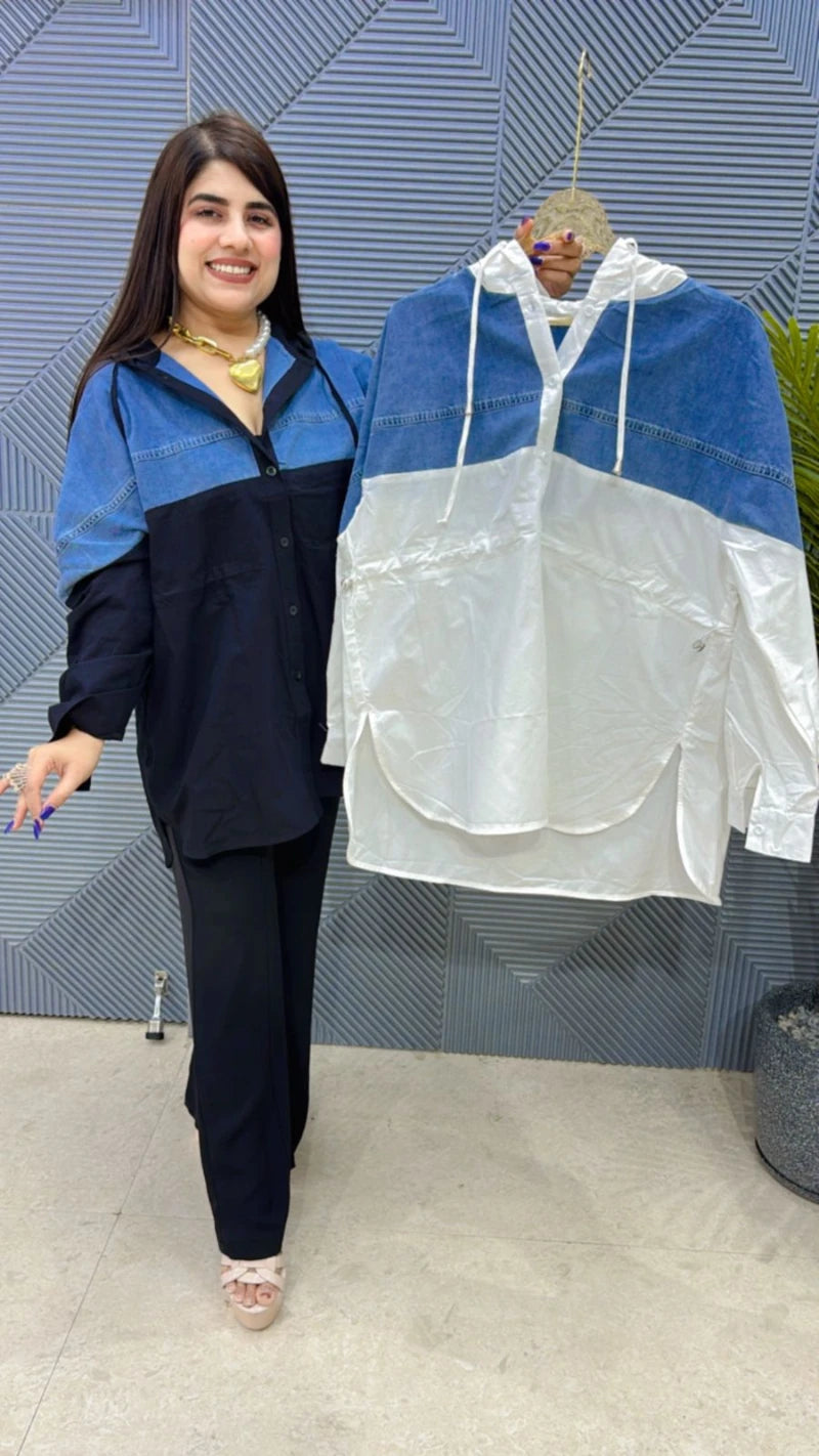 PREMIUM COTTEN DENIM HOODIE SHIRT GGR3164