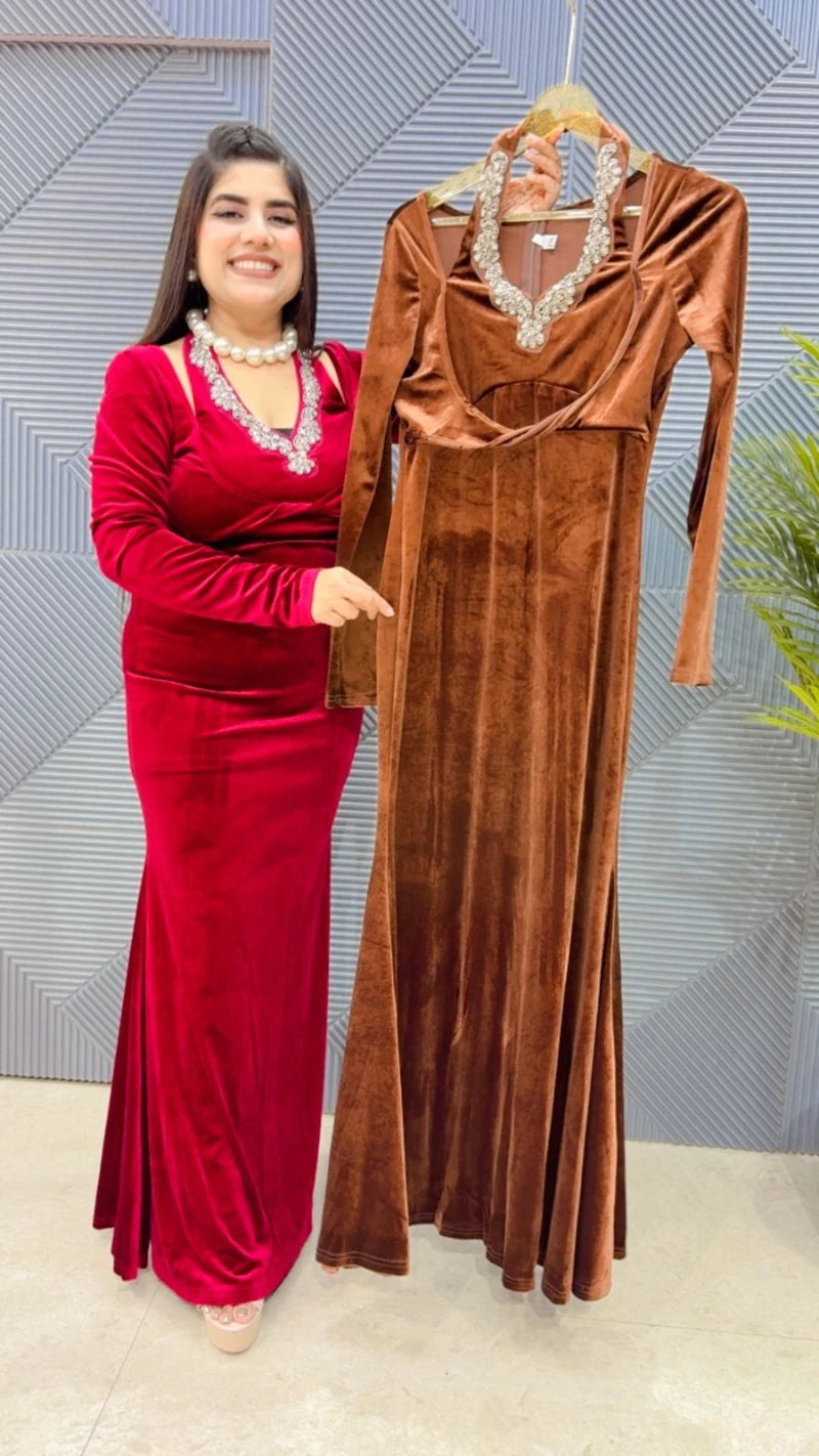 PREMIUM PARTY WEAR VELVET DRESS GGR3306