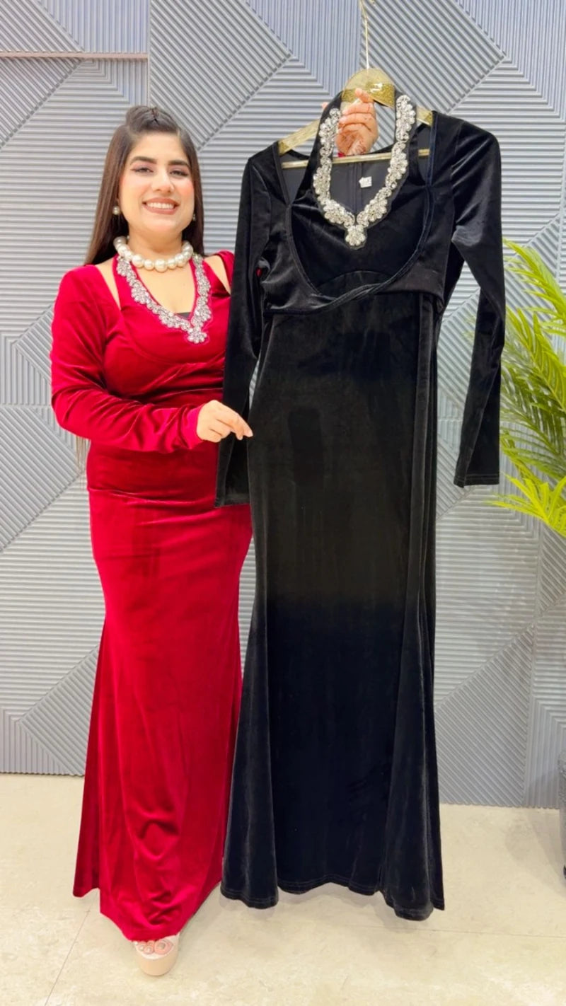 PREMIUM PARTY WEAR VELVET DRESS GGR3306