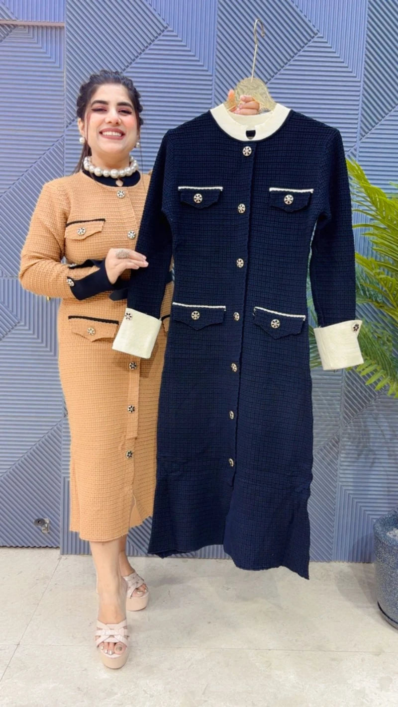 PREMIUM WINTERWEAR DRESS WITH BELT GGR3334