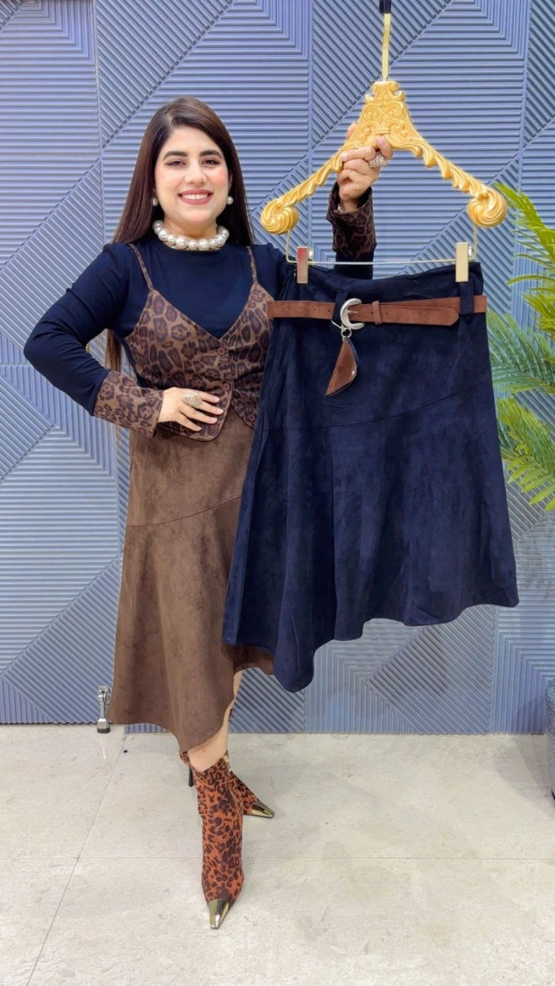 PREMIUM WINTERWEAR SWEAT SKIRT WITH BELT GGR3353