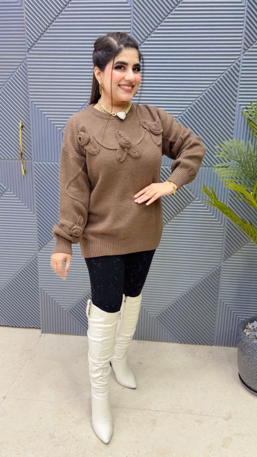 BEAUTIFUL ROSE WOOLEN TOP GGR3891