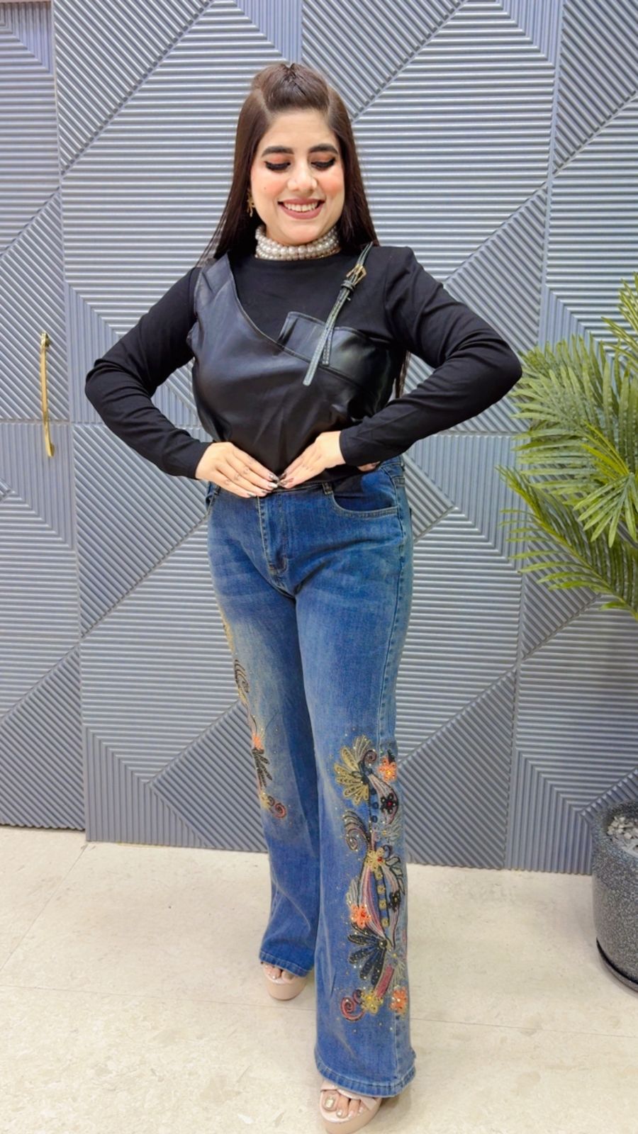 BEAUTIFUL EMBROIDERY JEANS GGR4080 Girls Glitters