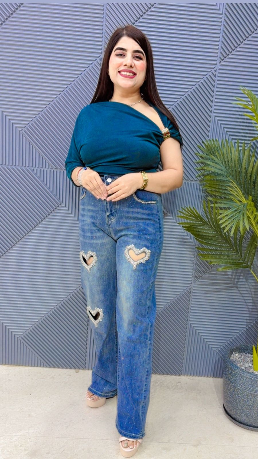 BEAUTIFUL HEART JEANS GGR4216 Girls Glitters
