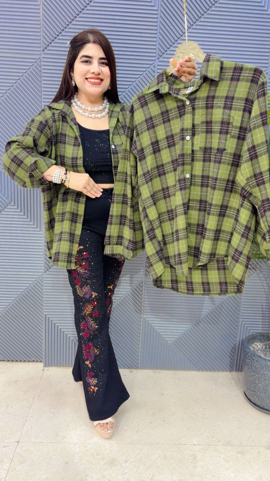 BEAUTIFUL CHECK SHIRT GGR4282 Girls Glitters