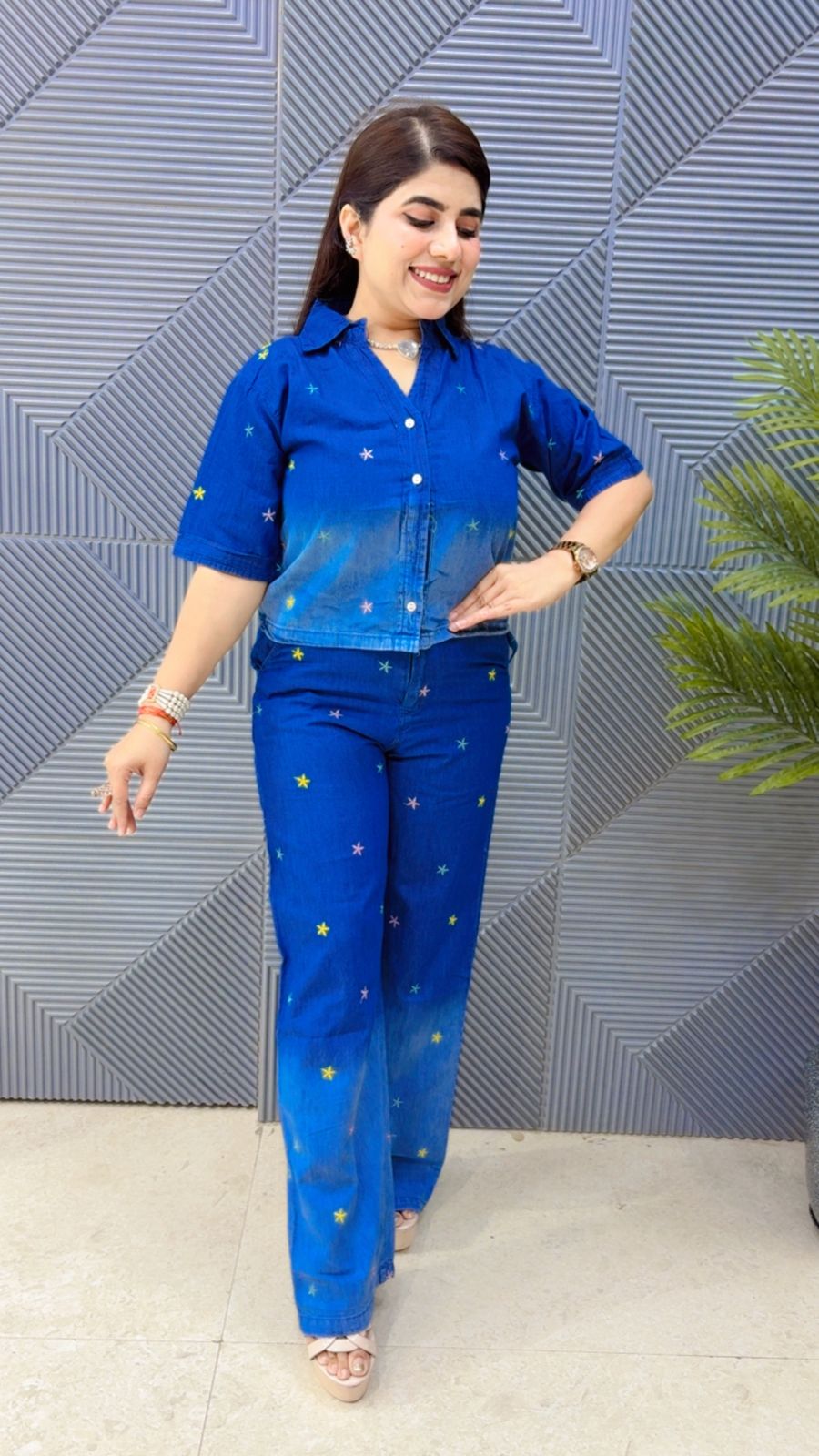 BEAUTIFUL DENIM COTTON CORD SET GGR4370 Girls Glitters
