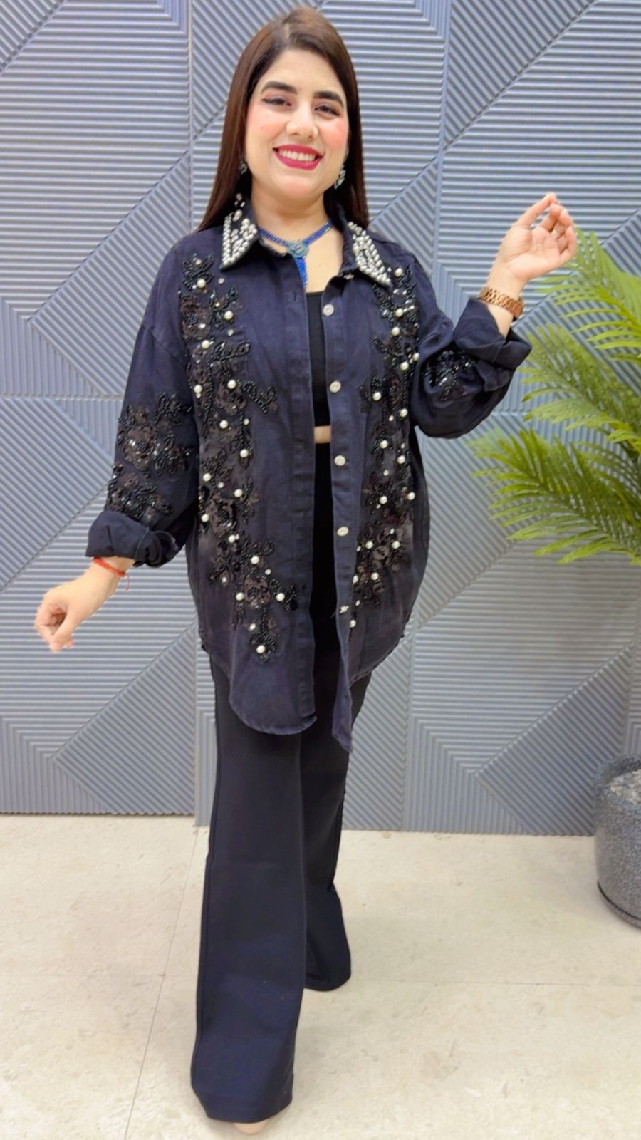 BEAUTIFUL DENIM STUDDED WORK SHIRT GGR4402 Girls Glitters