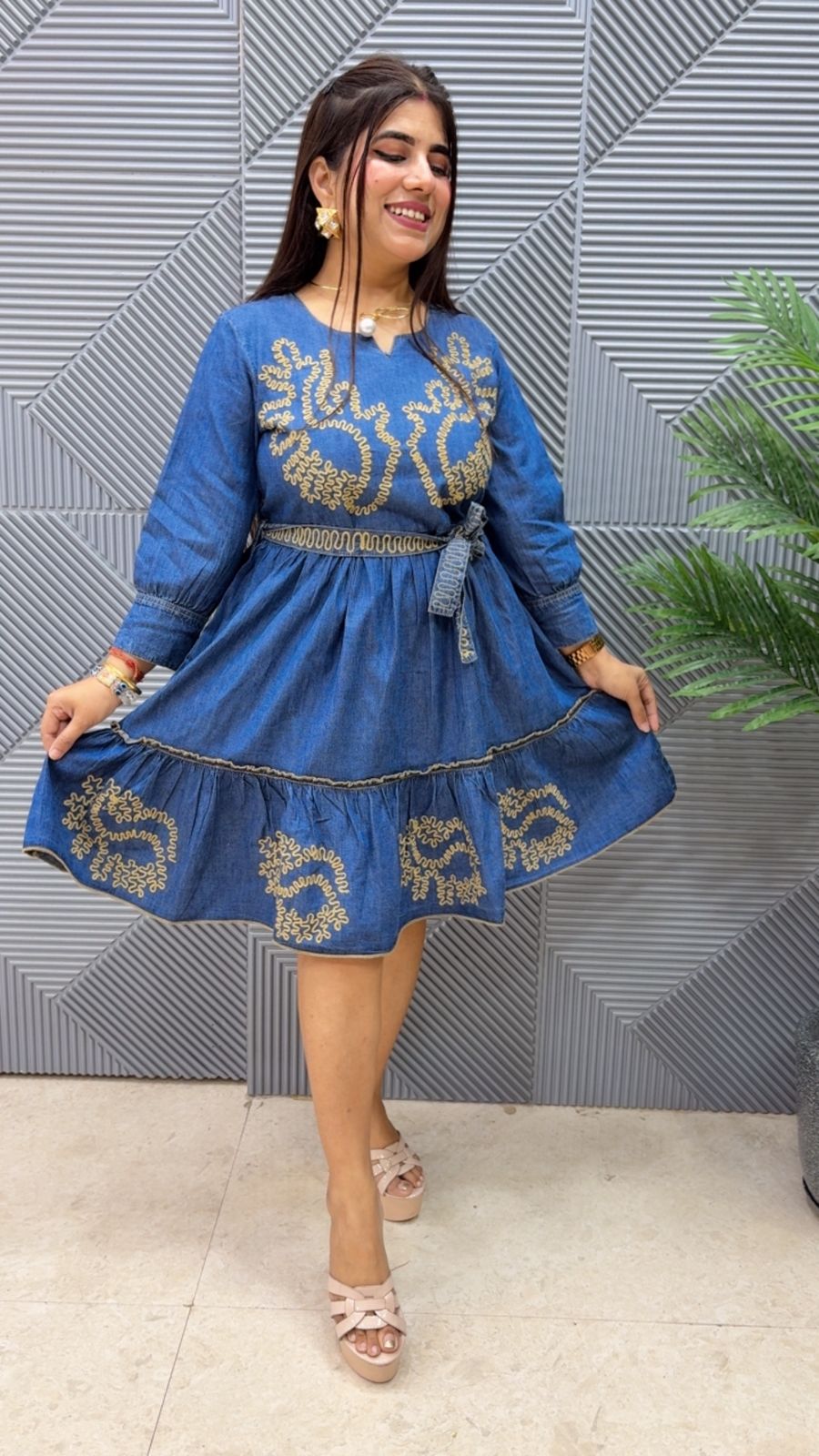 BEAUTIFUL DENIM COTTON DRESS GGR4413 Girls Glitters