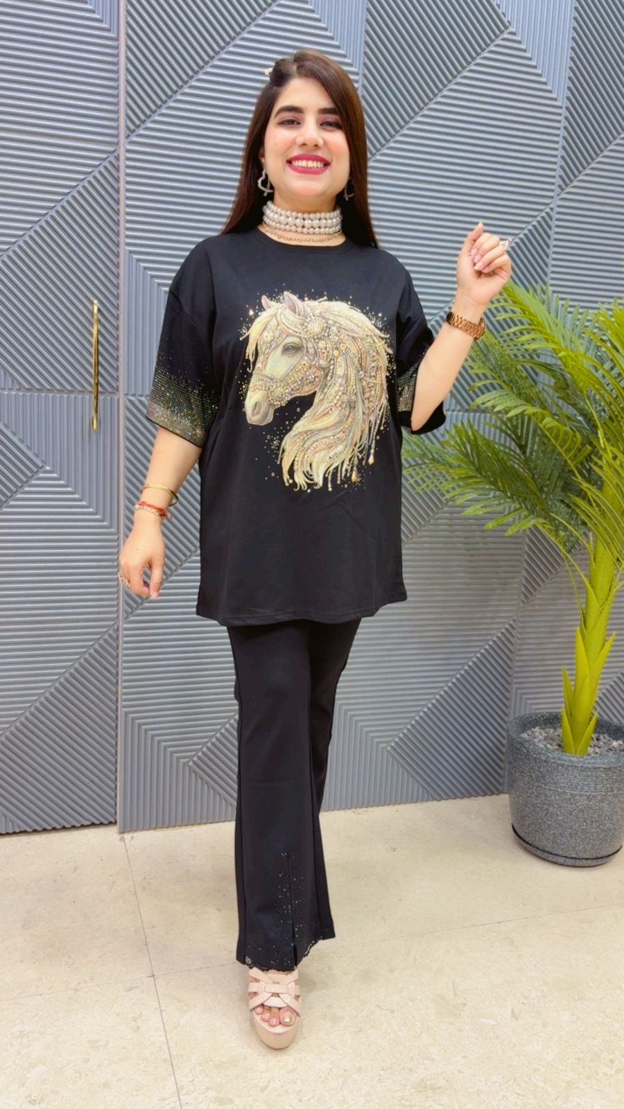 BEAUTIFUL HORSE T-SHIRT GGR4488 Girls Glitters