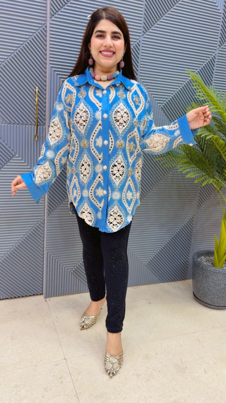 BEAUTIFUL SHIRT WITH STUDDED WORK GGR4515 Girls Glitters