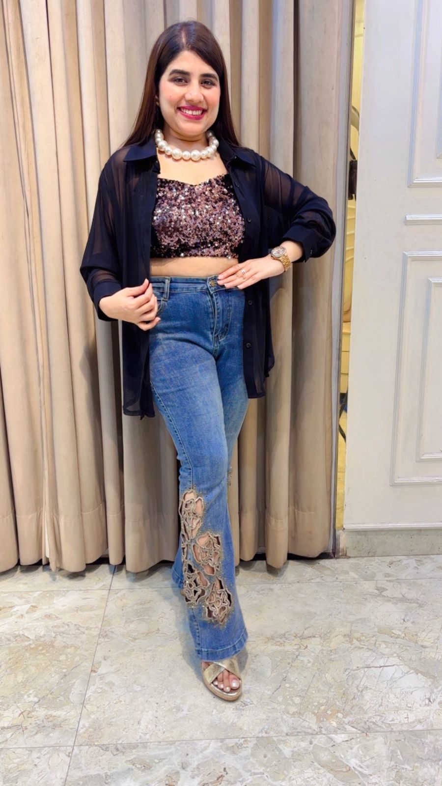 BEAUTIFUL NET SHIRT WITH BIG SEQUENCE BUSTIER GGR4690 Girls Glitters