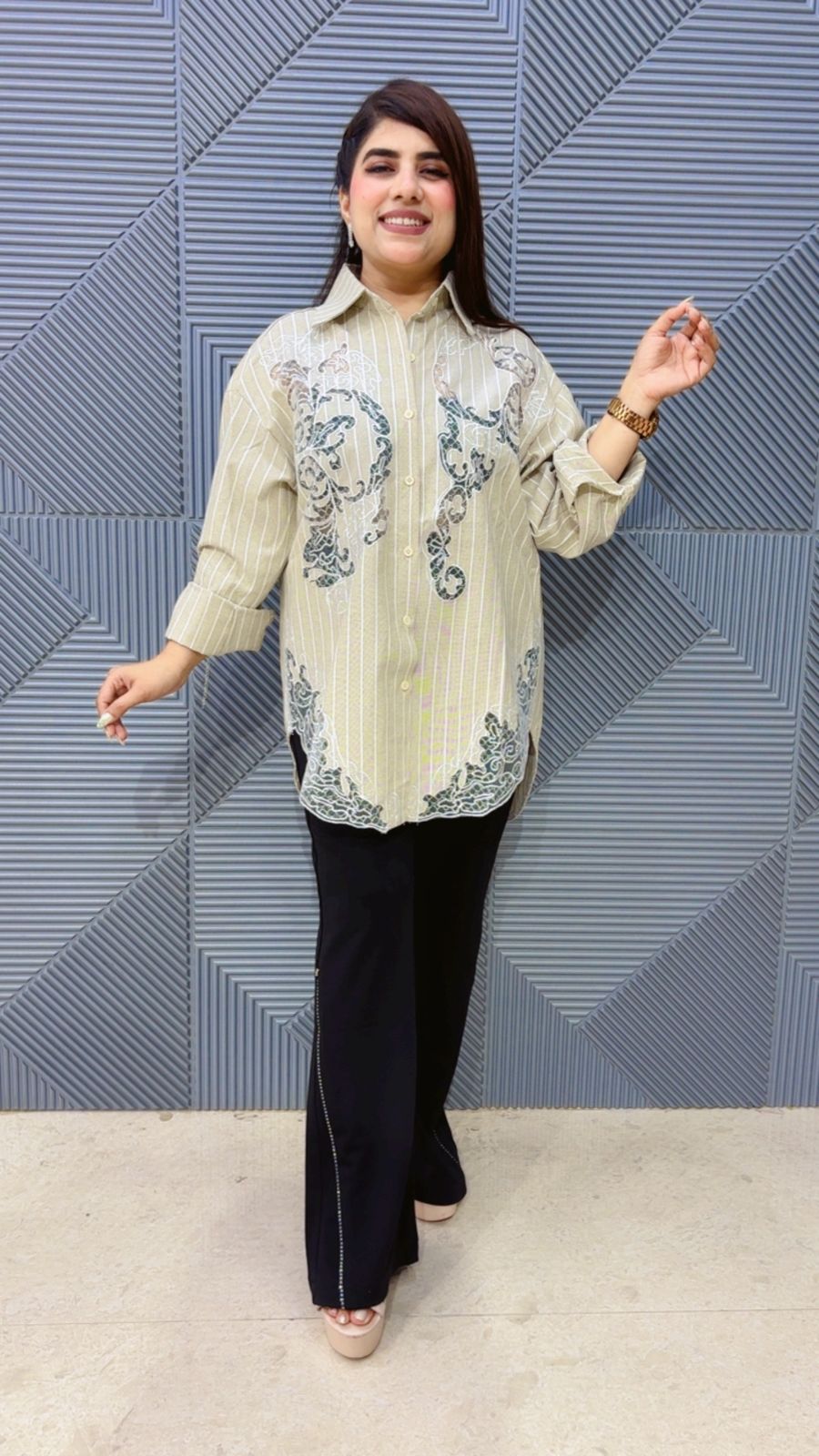 BEAUTIFUL LASER CUT COTTON SHIRT GGR4751 Girls Glitters