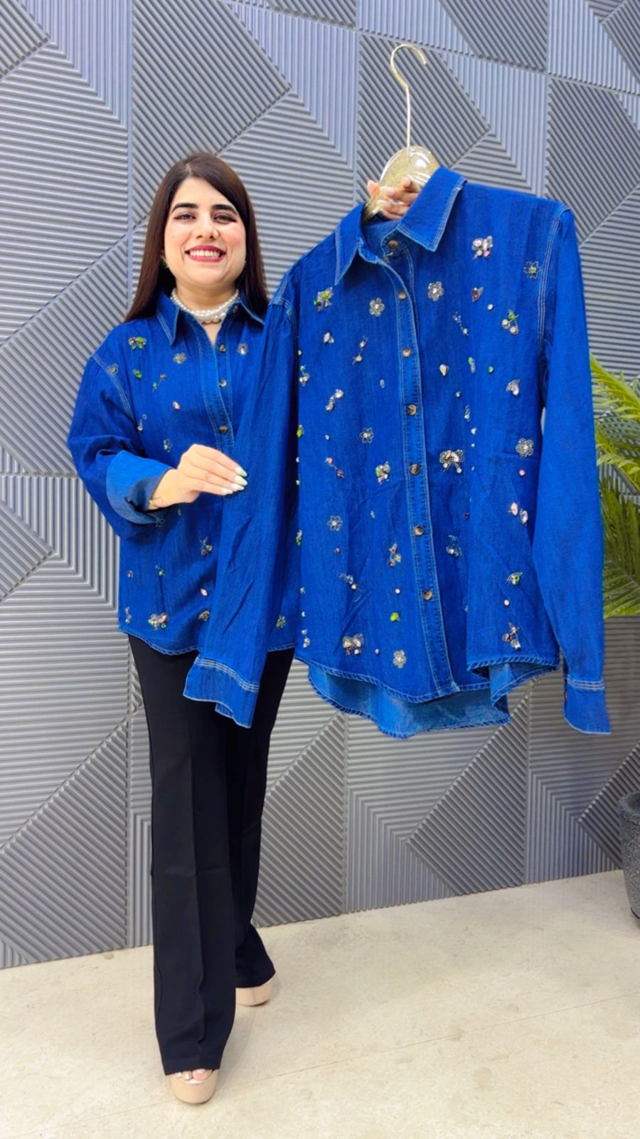 BEAUTIFUL DENIM SHIRT GGR4874 Girls Glitters