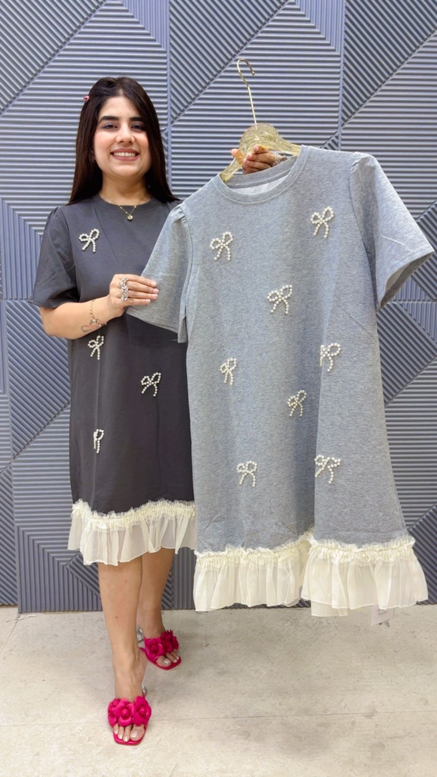 BEAUTIFUL SUMMER MIDDI DRESS WITH PEARL WORK GGR5073 Girls Glitters