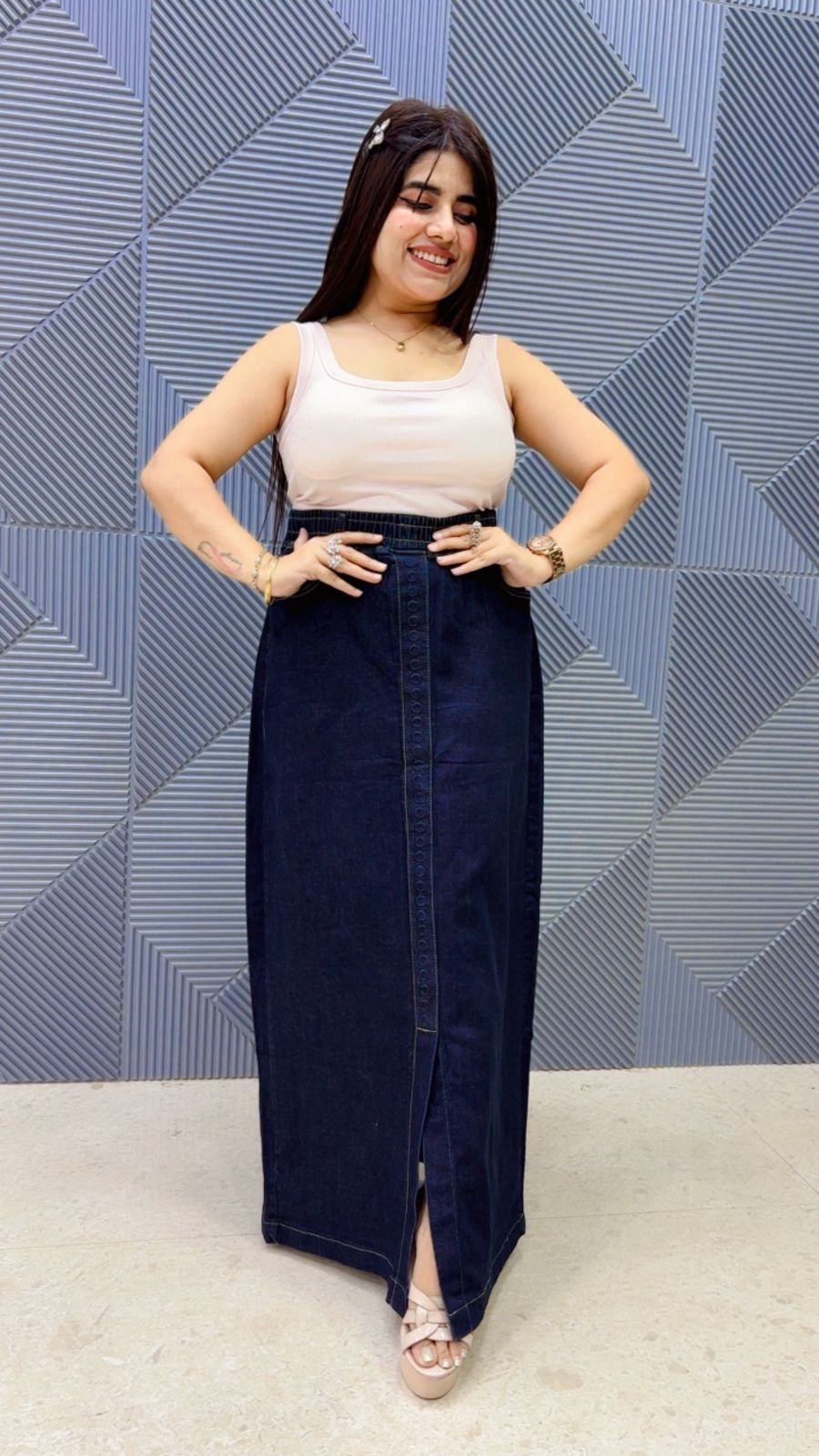 BEAUTIFUL DESIGNER DENIM SKIRT GGR5107 Girls Glitters