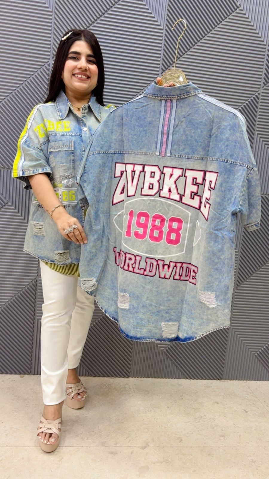BEAUTIFUL DENIM DUBBLE SHIRT GGR5120 Girls Glitters